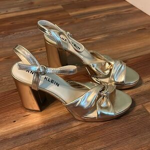 Anne Klein gold platform heels - never worn